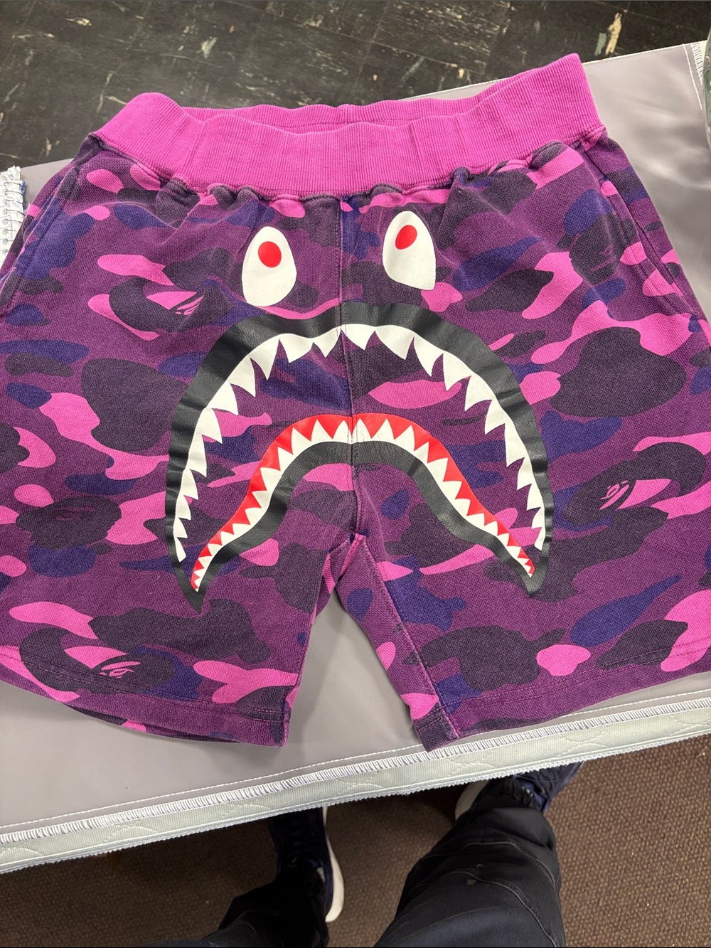 Purple Camo Shark-Graphic Men's Shorts